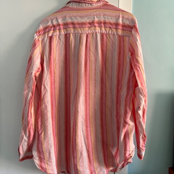 GAP 100% Linen Boyfriend Popover Tunic, Pink Stripes, XXL - Picture 9 of 10